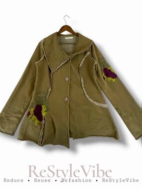 CAITE x ATHLETA Women’s Size M Jacket Coat Asymmetrical Embroidered Floral